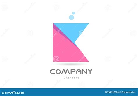 K Pink Blue Geometric Alphabet Letter Logo Icon Creative Template For