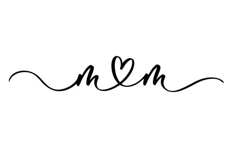 Mom Mothers Day Greeting Continuous Lettering Line Script Cursive