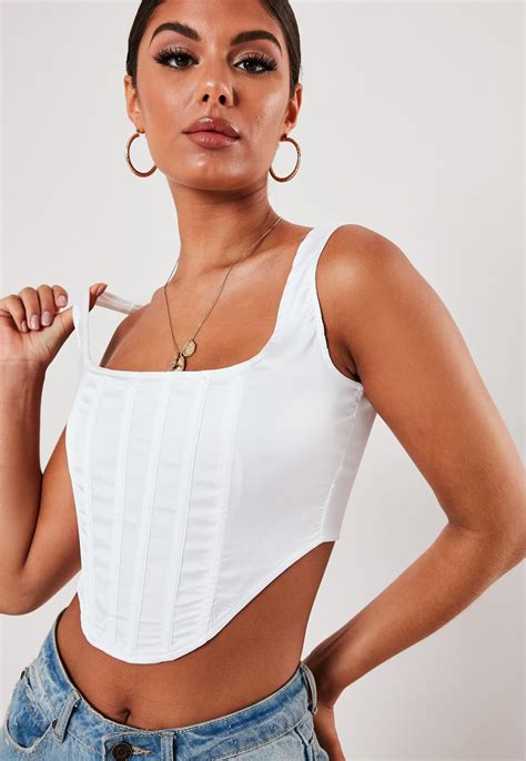 White Satin Corset Top Missguided Corset Top Outfit Top Outfits