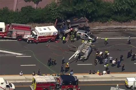 I 280 Crash Involving Dump Truck Ambulance Leaves Nj Troopers Hurt