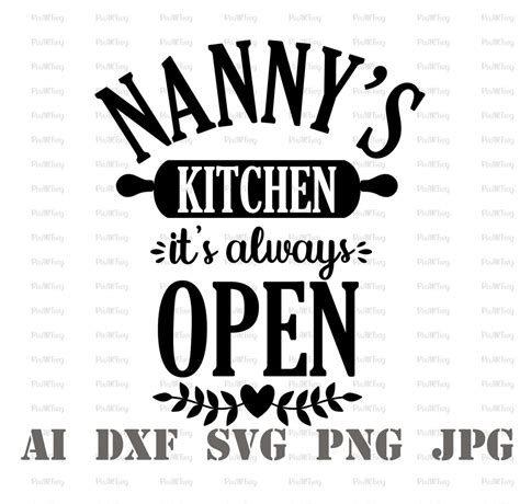 Nannys Kitchen Its Always Open Svg Farmhouse Svg Kitchen Svg Baked