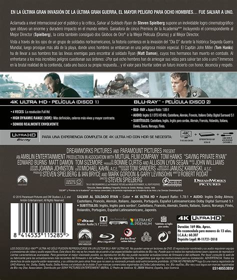 Salvar Al Soldado Ryan 4K UHD Blu Ray Blu Ray