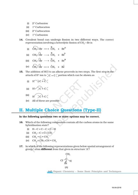 Ncert Exemplar Book For Class 11 Chemistry Chapter 12 Organic Chemistry