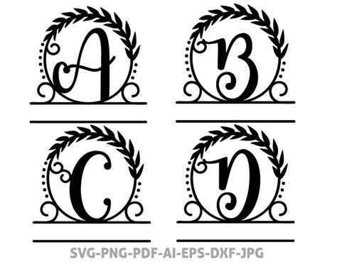 Split Monogram Svg Bundle Split Letters Png Fancy Alphabet Circle Monogram Font Cut Files