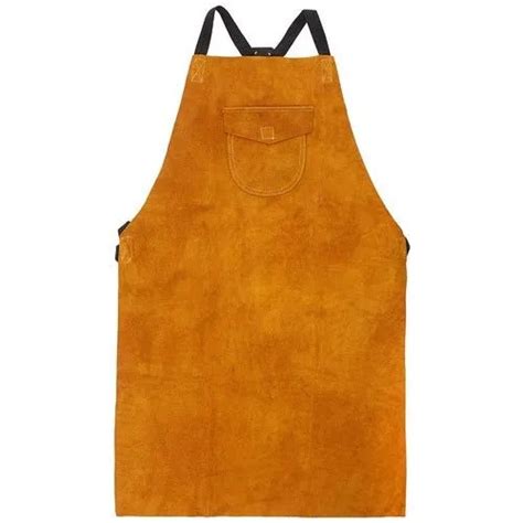 Machine Made Plain Leather Plain Welding Apron For Industrial Use At