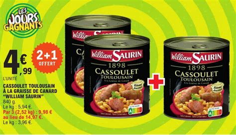 Promo CASSOULET TOULOUSAIN À LA GRAISSE DE CANARD WILLIAM SAURIN chez