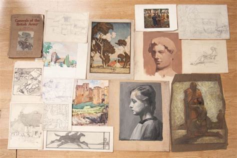 A Portfolio Containing Drawings And Paintings By Walter Curtis Plus