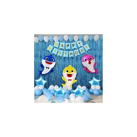 Party Propz Baby Shark Theme Birthday Decorations Pcs Combo Blue