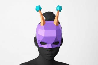 Free Mantis Horns Mask, Polygonal Paper Craft Mask Template for ...