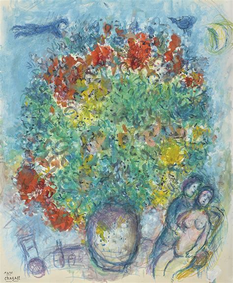 Marc Chagall 1887 1985 Le Bouquet Sur Fond Bleu Christies