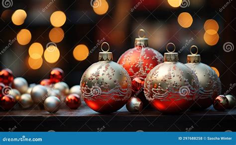 Festive Splendor Christmas Tree And Decorations Stock Photo Image Of