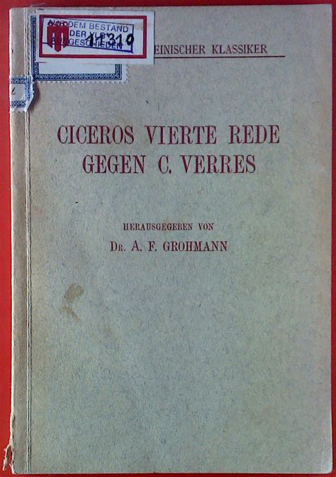 Sammlung Lateinischer Klassiker Ciceros Vierte Rede Gegen C Verres