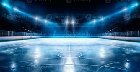 Hockey stadium, empty sports arena with ice rink, cold background with ...