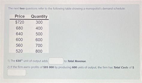 Solved The Next Two Questions Refer To The Following Table Chegg