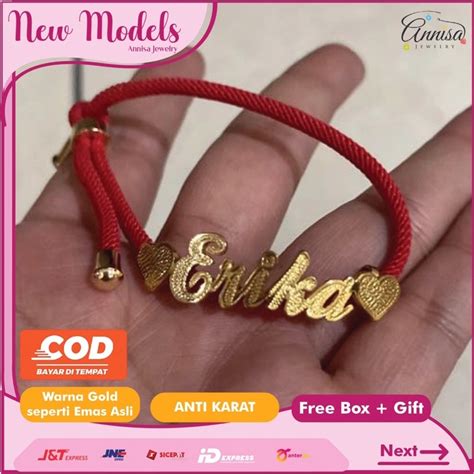 Jual Gelang Tali Nama Huruf Inisial Titanium Shopee Indonesia