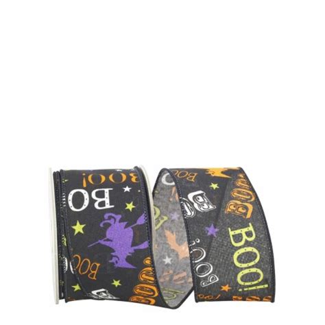 Reliant Ribbon Boo Bats Halloween Wired Edge Ribbon Black In X