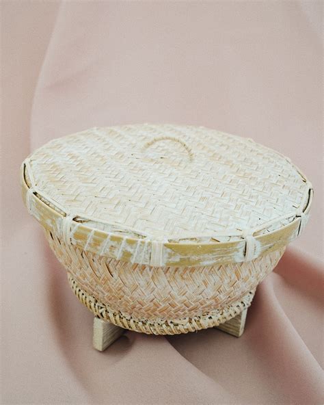 Large Moon Bamboo Storage Box with Lid - White | Olive & Iris