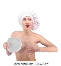 Naked Restaurant Chef Plate Menu Studio Stock Photo