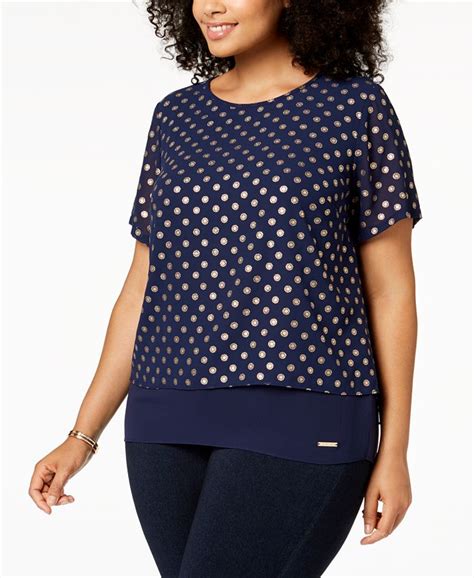 Michael Kors Plus Size Foil Print Cutaway Back Top And Reviews Tops