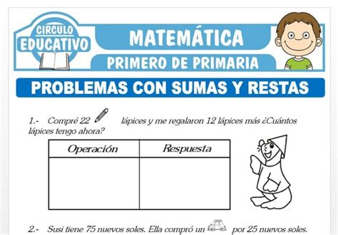 Problemas Verbales De Suma Y Resta