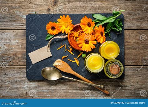 Homemade Calendula Ointment Stock Photo - Image of calendula, healing ...