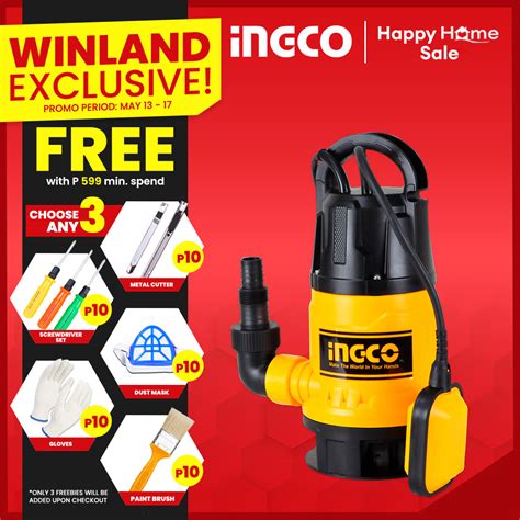 Ingco By Winland Vortex Sewage Submersible Pump For Dirty Water W