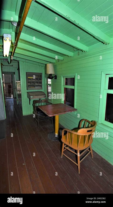 The Interior Of The1920 Wooden Caboose At The Arkansas Railroad Museum