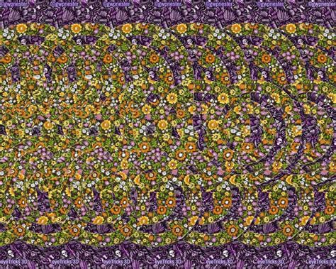 an abstract painting with flowers and leaves in purple, green, yellow ...