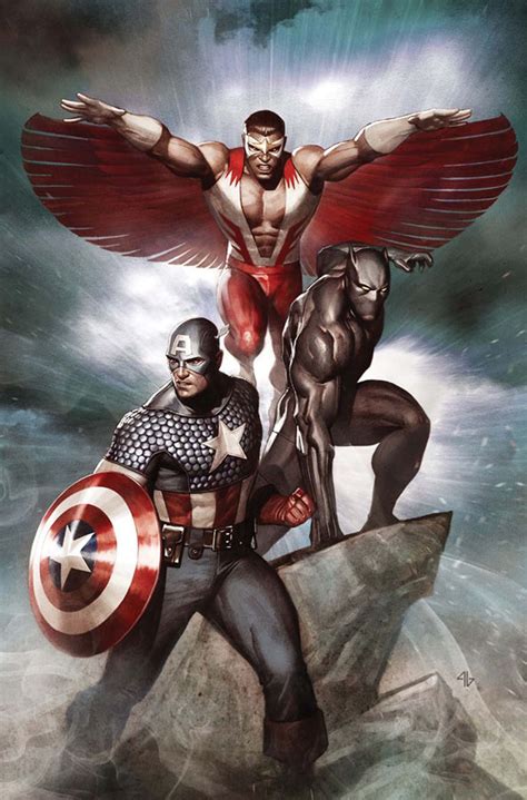 Black Panther Falcon And Captain America By Adi Granov Comic Book