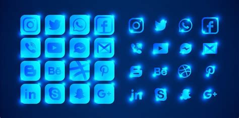 Premium Vector | Set of bright blue social media logos.