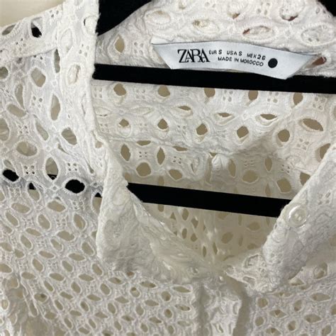 Lovely Zara Laser Cut White Shirt Cover Up Great Depop