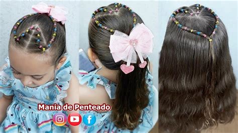 Penteado Infantil Fácil Ligas em Coração Easy Hairstyle with