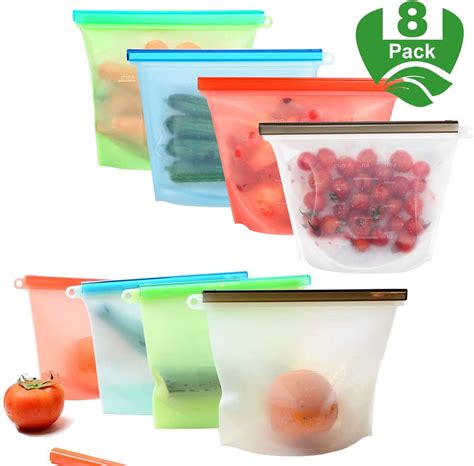 Reusable Silicone Food Steamer Bags 8pcs 30oz Airtight Seal Food