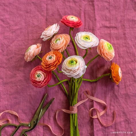 Crepe Paper Peachy Watermelon Ranunculus Lia Griffith