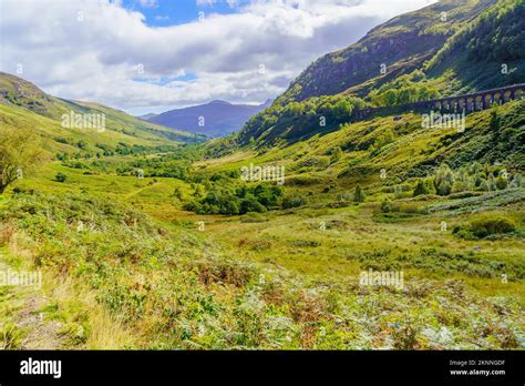 view  glen ogle landscape  viaduct  train bridge  loch