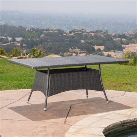 Noble House Corsica Wicker Patio Dining Table In Gray Food Less