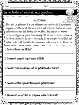 French Reading Comprehension Compr Hension De Lecture Simple S Rie