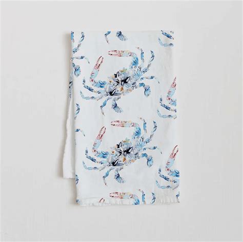 Blue Crab Flour Sack Dish Towel By Amanda Klein