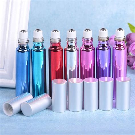 10ml Uv Empty Glass Refillable Perfume Bottle With Steel Ball Roll On Perfume Bottles Ess In