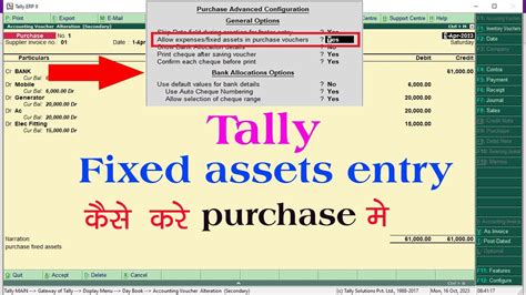 Fixed Assets Purchase Entry In Tally Prime Fixed Assets Entry In