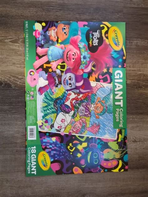 CRAYOLA TROLLS TROLLSTOPIA Giant Coloring Pages DreamWorks Art Supplies Crayons $10.02 - PicClick AU