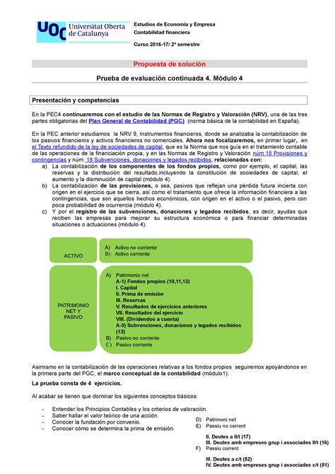 Contabilidad Financiera Pec Soluci N Estudios De Econom A Y Empresa