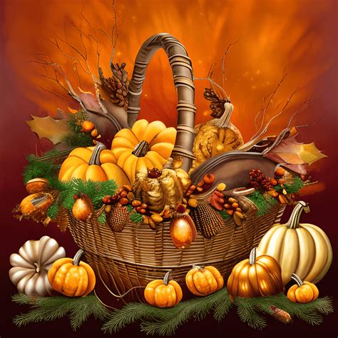 A Stunning Thanksgiving Cornucopia Basket Full of a Bountiful Harvest ...