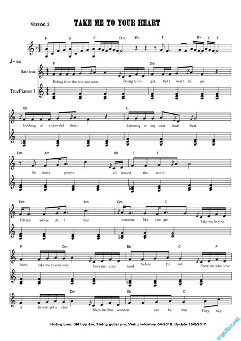 Take Me To Your Heart Piano Sheet