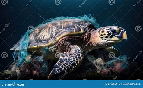 Entangled In Plastic Marine Life In Peril Stock Illustration