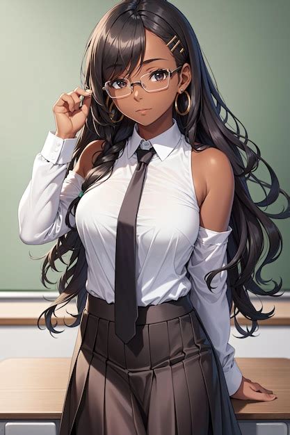 Premium Ai Image Anime Girl With Glasses In Front Of A Chalkboard