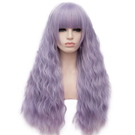 Beron 27 Inches Purple Wig Women Wig Long Curly Wigs With