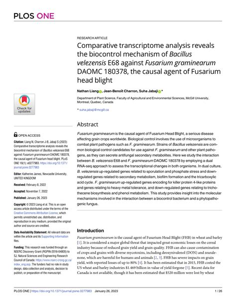 PDF Comparative Transcriptome Analysis Reveals The Biocontrol