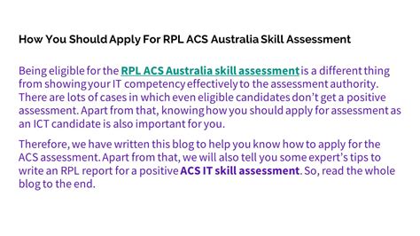 Ppt How You Should Apply For Rpl Acs Australia Skill Assessment Powerpoint Presentation Free