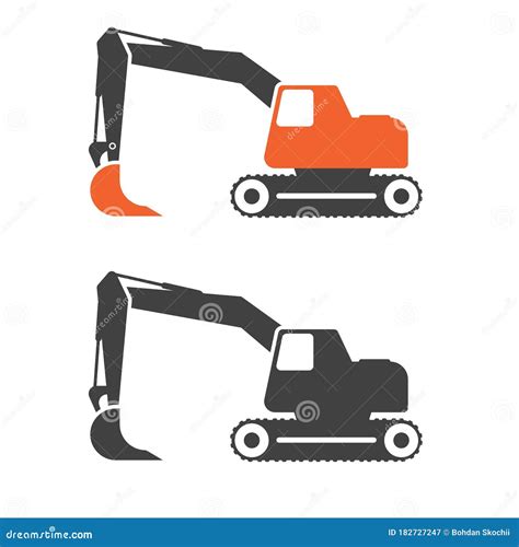 Excavator Flat Vector Illustration Cartoondealer